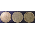 -17- Lott 3 stk. 2 kroner 1917, VK - NM14. Kv. 1/1+ renset, 1/1+ renset og 1 omfattende skader begge sider. / Numisma Mynthandel A/S: kr.  2,-