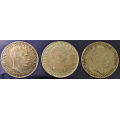 -18- Lott 3 stk. 2 kroner 1917, VK - NM14. Kv. 1+, lite kh, 1/1+, testkutt + flekker og 1+, lett renset. / Numisma Mynthandel A/S: kr.  8,-