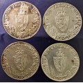 -21- Lott 4 stk. 2 kroner 1914 jub, VK - NM11. Kv. 1/1+ pusseriper, toning, 1/1+ dyppet, 1+ flekk  & 1+/01, flekk. / Numisma Mynthandel A/S: kr.  66,-