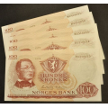 100 kr. 1975 Litra B * Kv. 0/0- * Katv. kr. 565 - Bilder er sedlene. Pene usirkulerte. Pris KJP N er 1 (en) sedell. Ved kjp av flere er de i nr rekkeflge. Du velger antall. IKKE SALR. / Tore Rimstad: kr.  400,-