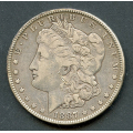 -7- 1 dollar 1887, kv. 1, hakk og ripe. / Numisma Mynthandel A/S: kr.  162,-