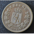 1 kr. 1877  * Kv. 01  * Katv. kr. 3500 - Bilder er mynten du fr. Sjelden pen.  Vurder ogs fra bilder. / Tore Rimstad: kr.  163,-