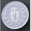 2 kr. 1890  * Kv. 01 * Katv. kr. 7000 *Renset* - Bilder er mynten du fr. Mynten er renset/pusset. Vurder ogs fra bilder. / Tore Rimstad: kr.  210,-