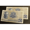 10 kr. 1973 A  * Kv. 0 * Nr. rekkef. katv. kr. 150 - Bilder er sedlene. Pris KJP N er en (1) sedell. Ved kjp av flere er de i nr. rekkeflge. Du velger antall. IKKE SALR. / Tore Rimstad: kr.  90,-