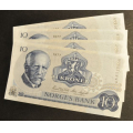 10 kr. 1977 A N * Kv. 0 * Nr. rekkef. Katv. kr. 80 * - Bilder er sedlene. Kv. 0  * Pris KJP N er en (1) sedell. Ved kjp av flere er de i nr. rekkeflge. Du velger antall. IKKE SALR. / Tore Rimstad: NOK  50,-