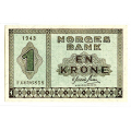 -1- 1 krone 1943 F, kv. 0 / Numisma Mynthandel A/S: kr.  212,-