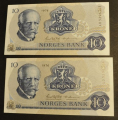 10 kr. 1976 A D *nr. rekkef.  Kv. 0/01* Katv. kr. 105* - Bilder er sedlene. Pene usirkulert i kv.0/01. Pris KJP N er 1 (en) sedell. Ved kjp av flere er de i nr. rekkeflge. Du velger antall. IKKE SALR. / Tore Rimstad: kr.  60,-