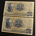 10 kr. 1984 C Z * Kv. 0- * Katv. kr. 72. Nr. rekkeflge - Bilder er sedlene. Vurder ogs fra bilder. Pris KJP N er 1 (en) sedell. Du velger antall. IKKE SALR. / Tore Rimstad: NOK  35,-