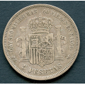 -10- Spania 5 Ptas 1871(74), kv. 1, ripe. / Numisma Mynthandel A/S: NOK  1,-