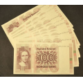 100 kr. 1979 Litra AN *Kv. 0/0- * Katv. kr.510 ** - Bilder er sedlene. Pene usirkulerte. Pris KJP N er en(1) sedell. Ved kjp av flere er de i nr. rekkeflge. Du velger antall.IKKE SALR. / Tore Rimstad: NOK  220,-