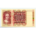 -57- 100 kroner 1977 QR, kv.1/1+ - QR0095237. Brunt nummer / Numisma Mynthandel A/S: kr.  204,-