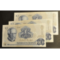 10 kr. 1978 Litra BF, BG og BH. Alle ca god kv. 01 - Bilder er sedlene du fr. Vurder fra bilder. Estimert verdi ca kr.350,- / Tore Rimstad: kr.  30,-