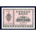 -9- 2 kr 1949G, kv. 0 / Numisma Mynthandel A/S: kr.  500,-