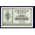 -4- 1 krone 1949M, kv. 0/01 / Numisma Mynthandel A/S: kr.  300,-
