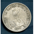 -7- Chile 1 peso 1881, kv. 1/1+ (VF/XF) - KM142 / Numisma Mynthandel A/S: NOK  350,-