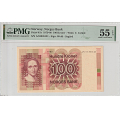 -22- 100 kroner 1980 AN, kv. 55 - Pick#41b. PMG-slabb. About Unc-Exceptional Paper Quality / Numisma Mynthandel A/S: kr.  1,-