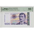 -56- 1000 kroner 2001, kv. 66 - Pick#52a. PMG-slabb. Gem Unc-Exceptional Paper Quality / Numisma Mynthandel A/S: kr.  1414,-