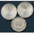 -15- Canada, lot 3 mynter 1960-1973.  VK - By etter bilder. / Numisma Mynthandel A/S: kr.  350,-
