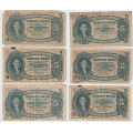 -4- Lott 6 stk. 5 kr. 1937-1942, VK - By etter bilder.
5 kr. 1937P, -38P, -39R, -40S & -42U(x2) / Numisma Mynthandel A/S: kr.  2,-