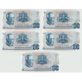 -6- Lott 5 stk. 10 kroner 1983CG, kv. 0 / Numisma Mynthandel A/S: kr.  2,-