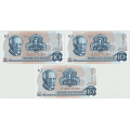-7- Lott 3 stk. 10 kroner 1984CE&CS, kv. 01 og 0. - CE & CS(x2 i nummerrekkeflge 5686586-87)) / Numisma Mynthandel A/S: kr.  2,-