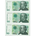 -17- Lott 3 stk. 50 kroner 1996&2000, kv. 0 - 1996(x2) og 2000 / Numisma Mynthandel A/S: kr.  32,-