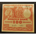 100 kr. 1950 A kv. god 1+ * Katv. kr. 1250 - Bilder er seddelen du f�r. Pen. Katalog verdi kr.1250. / Tore Rimstad: kr.  377,-