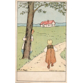 Lisbeth Bergh. Jenter ved et tre n�r stien. P�skrevet. Kval 1-2. / Knut J. Myrvang: NOK  30,-