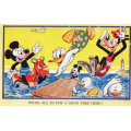 Disney-kort med Donald, Mikke og Langbein. Brukt i England-59? - Kval 1-2. / Knut J. Myrvang: NOK  30,-