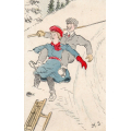 Karl Straume. P� aketur med kjelken i sn�en. Mitet 374. Kv.1-2. - stemplet Tistedal 1907. / Knut J. Myrvang: NOK  50,-