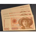 100 kr. 1995  * Kv. 0 * Nr. rekkef�lge. Katv. kr.320 - Bilder er sedlene.Kvalitet 0. Kj�p N� pris er en (1) seddel. Ved kj�p av flere er de i nr. rekkef�lge. Fra original bunt . ikke telleseddel i legget.IKKE SAL�R. / Tore Rimstad: kr.  160,-