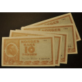 10 kr. 1969 V*Kv. 0 - 0/01 Nr.rekkef. Katv.kr. 190,- - Bilder er sedlene. Usirkulert i ca. kv.0 -  0/01. Vurder ogs� fra bilder. Pris KJ�P N� er en (1) sedell. Ved kj�p av flere er de i nr. rekkef�lge. Du velger antall. IKKE SAL�R. / Tore Rimstad: NOK  90,-