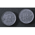10 �re 1916 og 1917 s�lv kv. 01 * Katv. kr. 425 - Bilder er myntene du f�r. Vurder ogs� fra bilder. / Tore Rimstad: kr.  100,-
