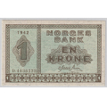 -6- 1 krone 1942D, kv. 01 - Sign: Meldahl/Nielsen / Numisma Mynthandel A/S: NOK  40,-
