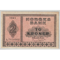 -12- 2 kroner 1941A, kv. 1+, liten limflekk bak - Eks Skanfil, 80073, som VF+, liten limflekk bak.
Sign: Meldahl/Nielsen / Numisma Mynthandel A/S: NOK  1,-