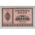 -14- 2 kroner 1942B, kv. 1/1+ - Sign: Meldahl/Nielsen / Numisma Mynthandel A/S: NOK  1,-
