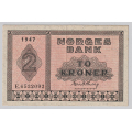 -18- 2 kroner 1947E, kv. god 1. - Sign: E. Thorp / Numisma Mynthandel A/S: NOK  3,-