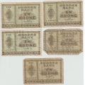 -26- Lott 5 stk 1 kroner 4x1948L&1949M, VK - kv. 1-/2 til 1-.
Sign: E.Thorp. / Numisma Mynthandel A/S: NOK  1,-