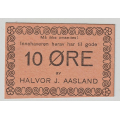 -32- Kreditmerke 10 �re, kv. 01 - K12. Kreditmerke av Halvor J. Aasland.
Usirkulert. / Numisma Mynthandel A/S: kr.  1,-
