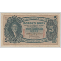-16- 5 kroner 1943V, kv. 1+ - Signatur: Meldahl, Nielsen / Numisma Mynthandel A/S: NOK  70,-