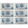 -9- Lott 12 stk. 10 kroner 1982C, VK - Kv. 1 til 1+/01.
CA, CB, CC, CD, CM, CN, CP, (CO; denne er beskj�rt oppe!), CU, CX, C� og C� / Numisma Mynthandel A/S: kr.  3,-