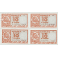 -22- Lott 4 stk. 10 kroner 1968, VK - 1968 N, kv. 1+
2 stk. 1968 P, kv. 1/1+ og 1/1-
1968 R, kv. 1/1+, liten flekk advers. / Numisma Mynthandel A/S: kr.  1,-