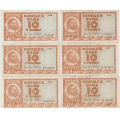-3- Lott 6 stk. 10 kroner 1956-1958, VK - 1956H, kv. 1-, smuss
1956H, kv. 1/1-, 
1957K, kv. 1-
1957K, kv. 1/1-
1958L, kv. 1-
1958L, kv. 1/1- / Numisma Mynthandel A/S: kr.  1,-