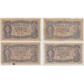 -1- Lott 4 stk 10 kroner 1943-1944, VK - Kv. 1- til 2
1943C, sm� rifter, 1943D, rifter, hull, 1944E, flekk, 1944F, rifter, hull og manglende kant. / Numisma Mynthandel A/S: kr.  1,-