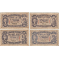 -9- Lott 4 stk 10 kroner 1941-1942, VK - Kv. 1/1- til 1-
1941�, 1941A, rft, brettehull, 1942C, 1942B / Numisma Mynthandel A/S: kr.  1,-