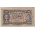 -17- 10 kroner 1942C, kv. 1, liten bretterift oppe. - Presset. / Numisma Mynthandel A/S: kr.  54,-