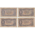 -18- Lott 4 stk 10 kroner 1939-1940, VK - Kv. 1- til 1-/2
1939Y, rifter, blass, 1939Z, 1940�, fillete, rifter, 1940�, stor rift opp.e / Numisma Mynthandel A/S: kr.  3,-
