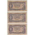 -24- Lott 3 stk 10 kroner 1936, -38 & -39, VK - Kv. 1/1- til 1-
1936V, 1938Y & 1939Z / Numisma Mynthandel A/S: kr.  3,-