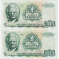 -14- Lott 2 stk. 50 kr 1981L & 83P, kv. 1/1+, 1/1- / Numisma Mynthandel A/S: kr.  1,-
