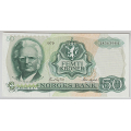 -19- 50 kroner 1979J, kv. 1+/01 - En gr� restlinje over 50 advers. / Numisma Mynthandel A/S: kr.  1,-